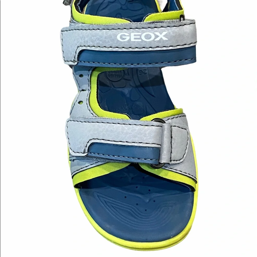 Geox blue, gray and yellow strap sandals